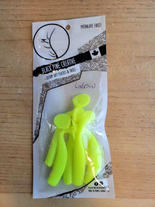 Black Pine Creative 2-3/4" Glow Paddle Tails 6/pk - Stony Tackle Shack