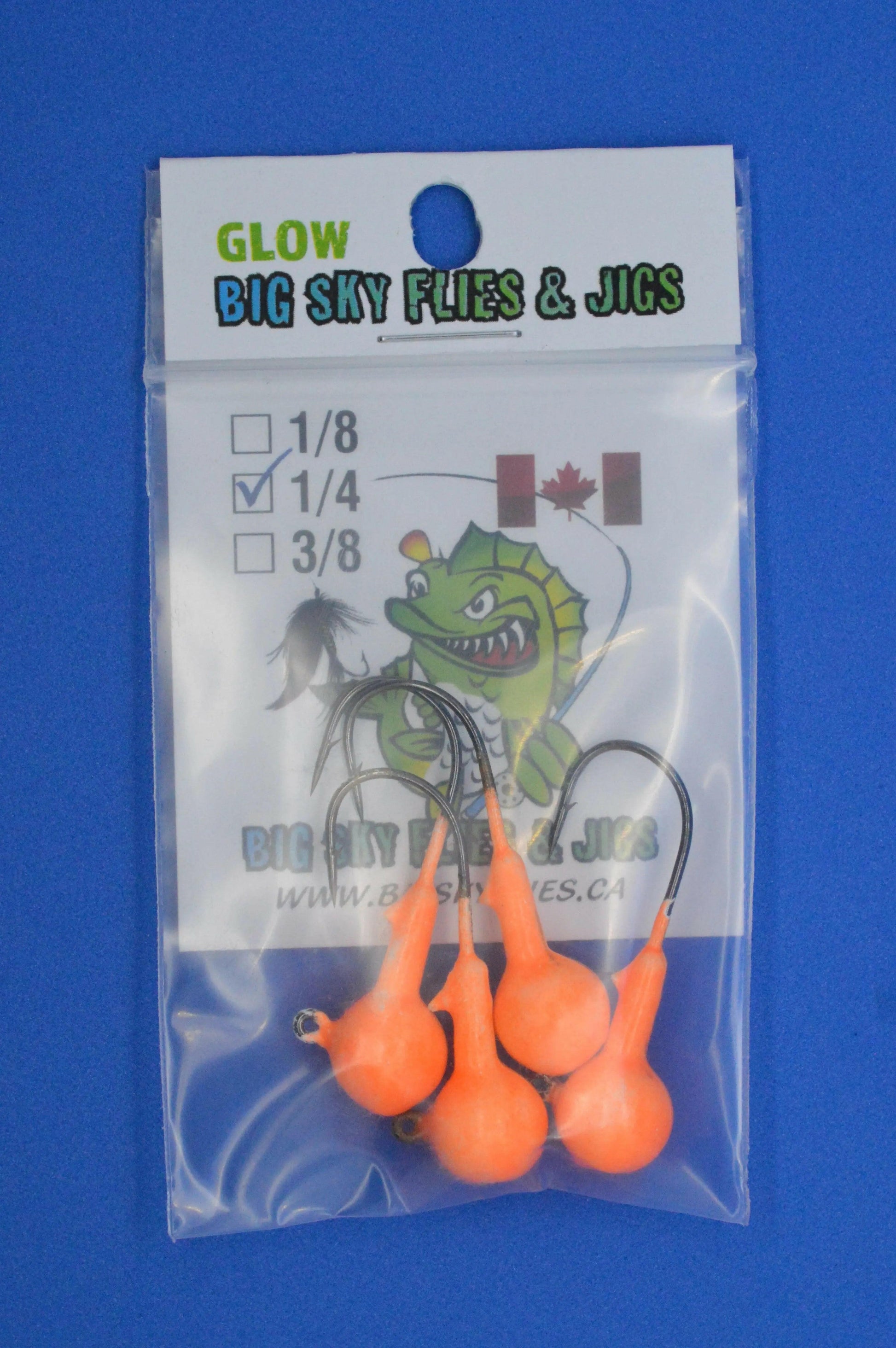 Big Sky 1/4oz Ball Jigs Glow 4/pack Big Sky