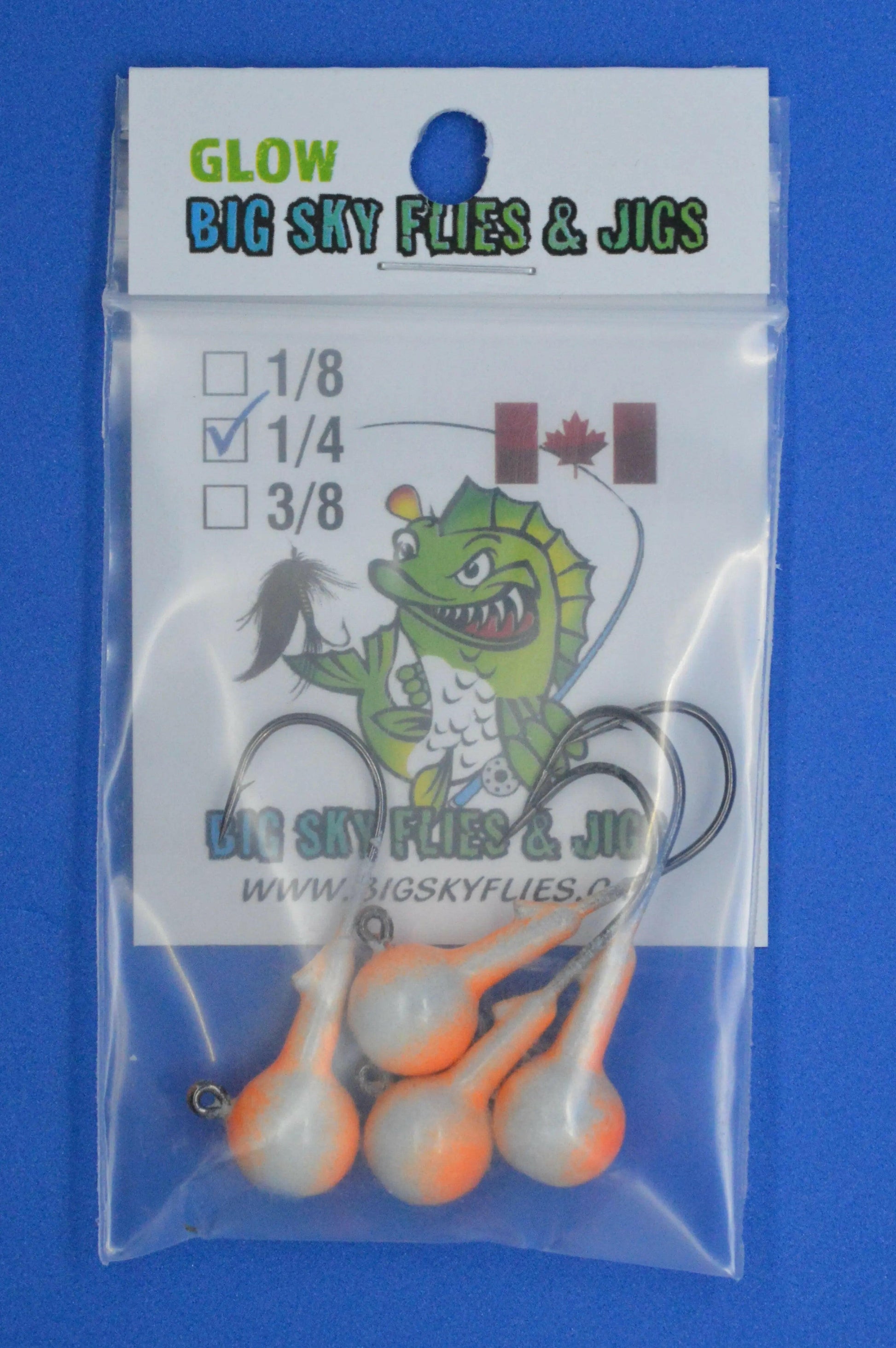 Big Sky 1/4oz Ball Jigs Glow 4/pack Big Sky