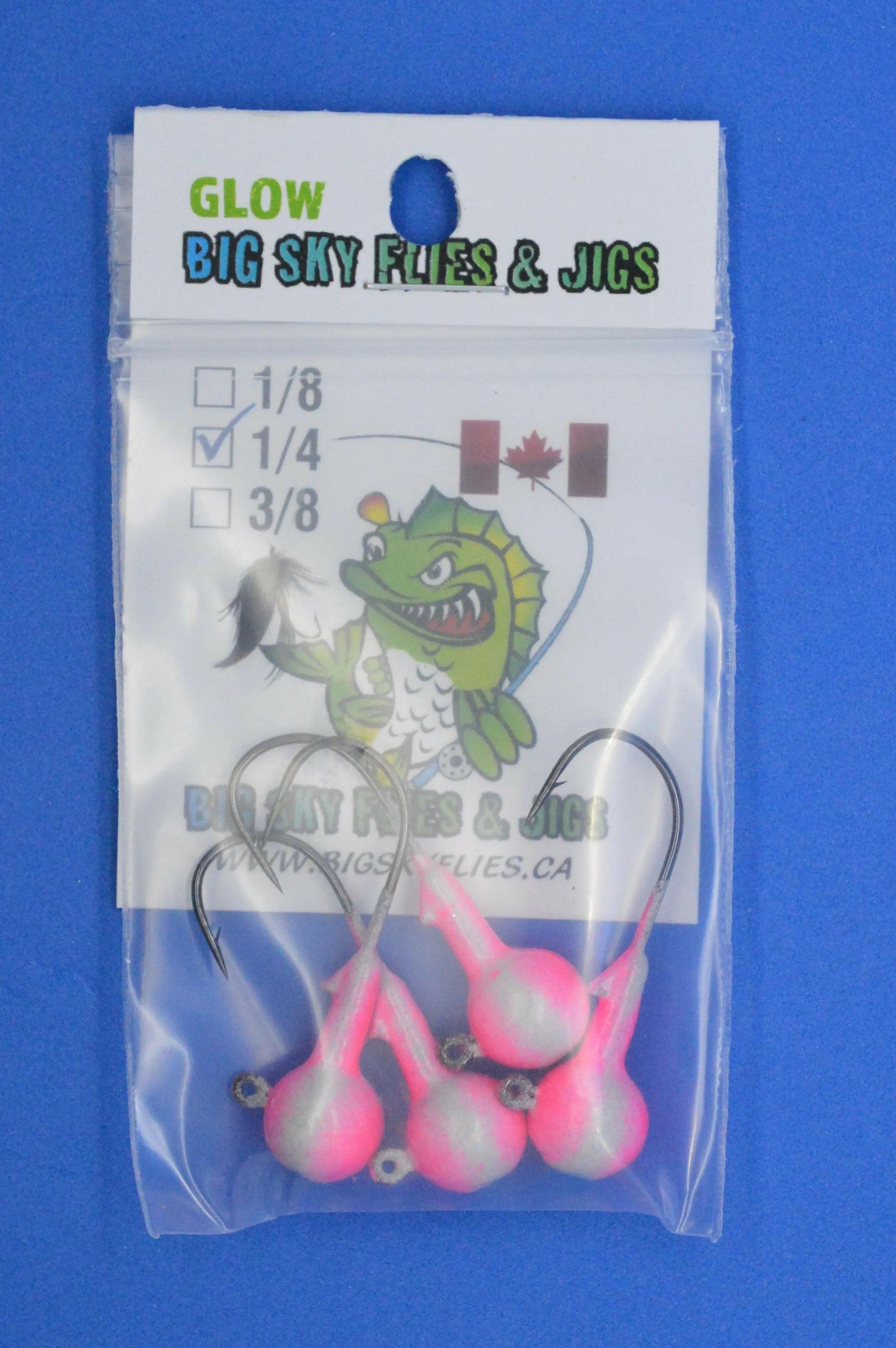 Big Sky 1/4oz Ball Jigs Glow 4/pack Big Sky