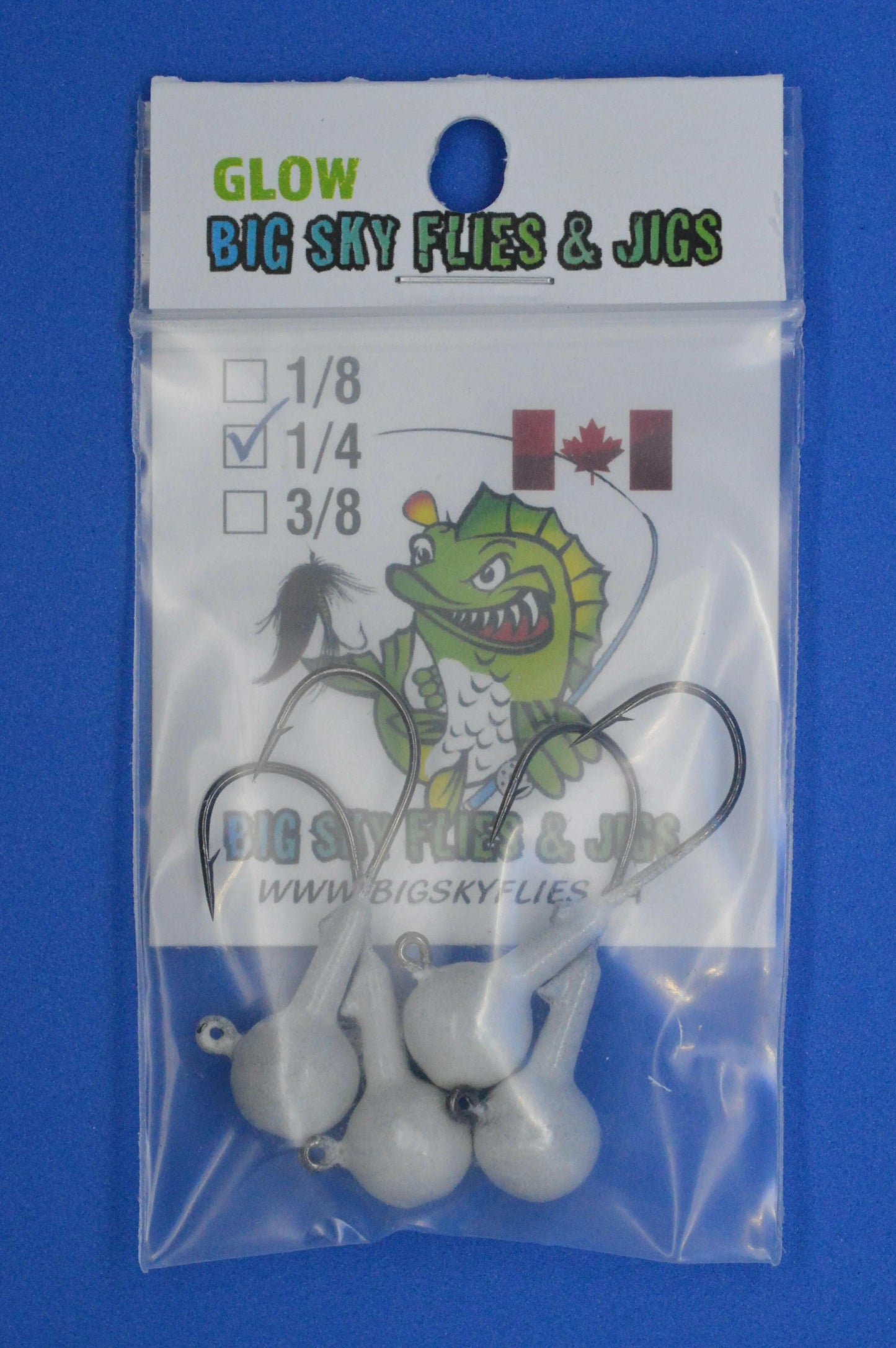 Big Sky 1/4oz Ball Jigs Glow 4/pack Big Sky