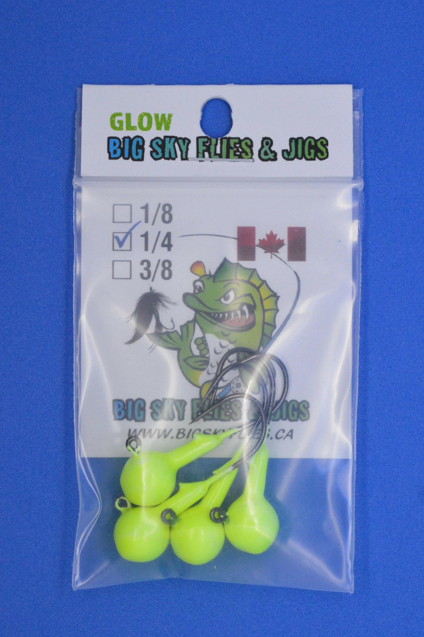 Big Sky 1/4oz Ball Jigs Glow 4/pack Big Sky