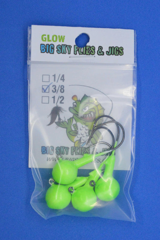 Big Sky Ball Jigs 3/8oz Glow 4/pack Big Sky