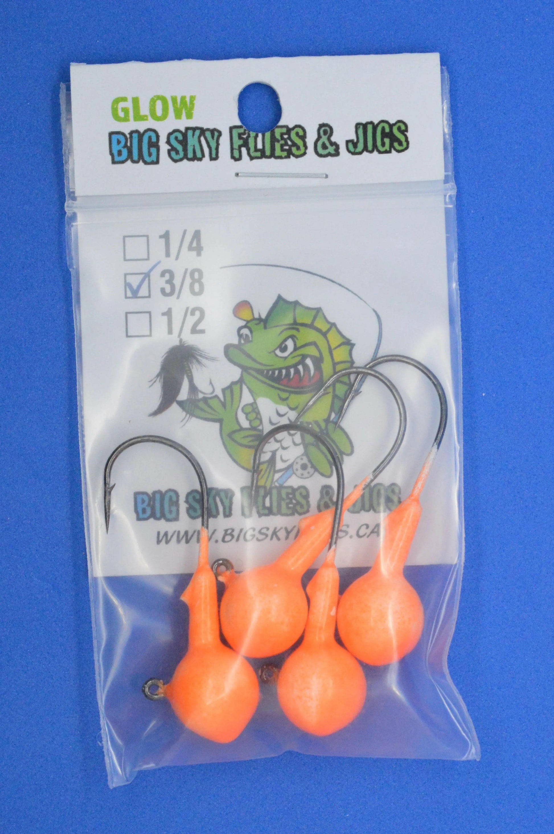 Big Sky Ball Jigs 3/8oz Glow 4/pack Big Sky