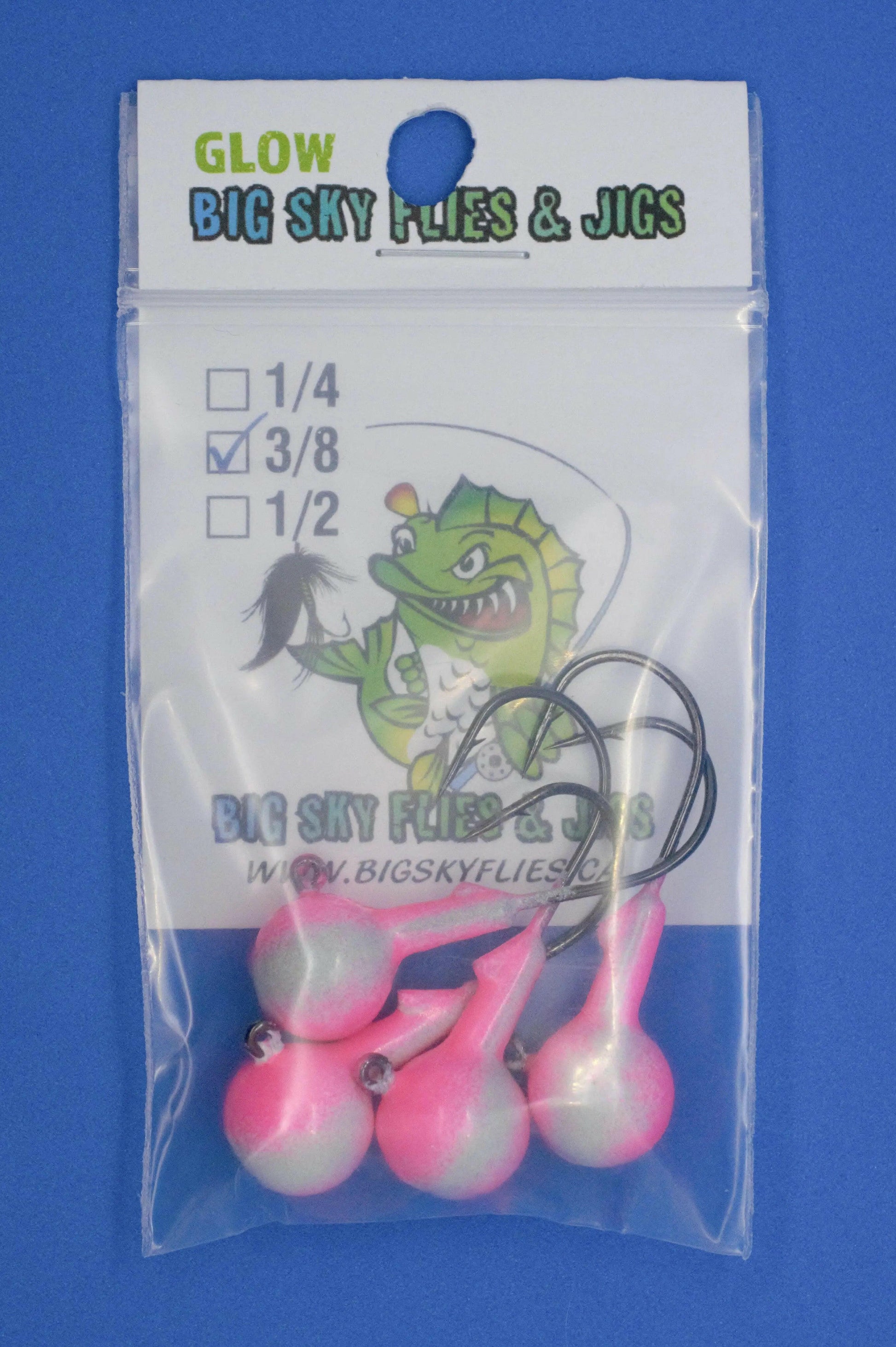 Big Sky Ball Jigs 3/8oz Glow 4/pack Big Sky