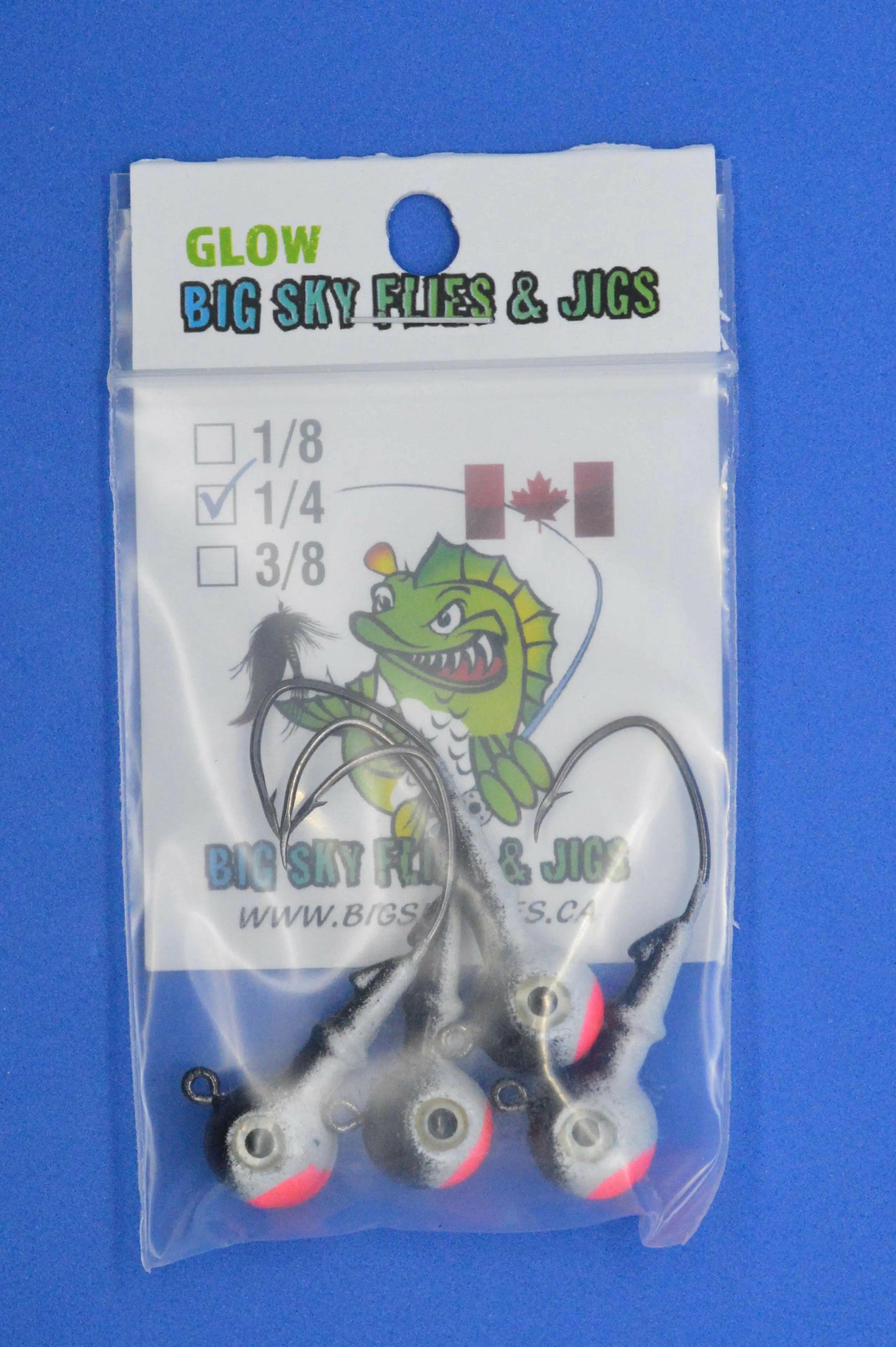 Big Sky Mean Machine 1/4oz Glow Jig Heads 4/pack Big Sky