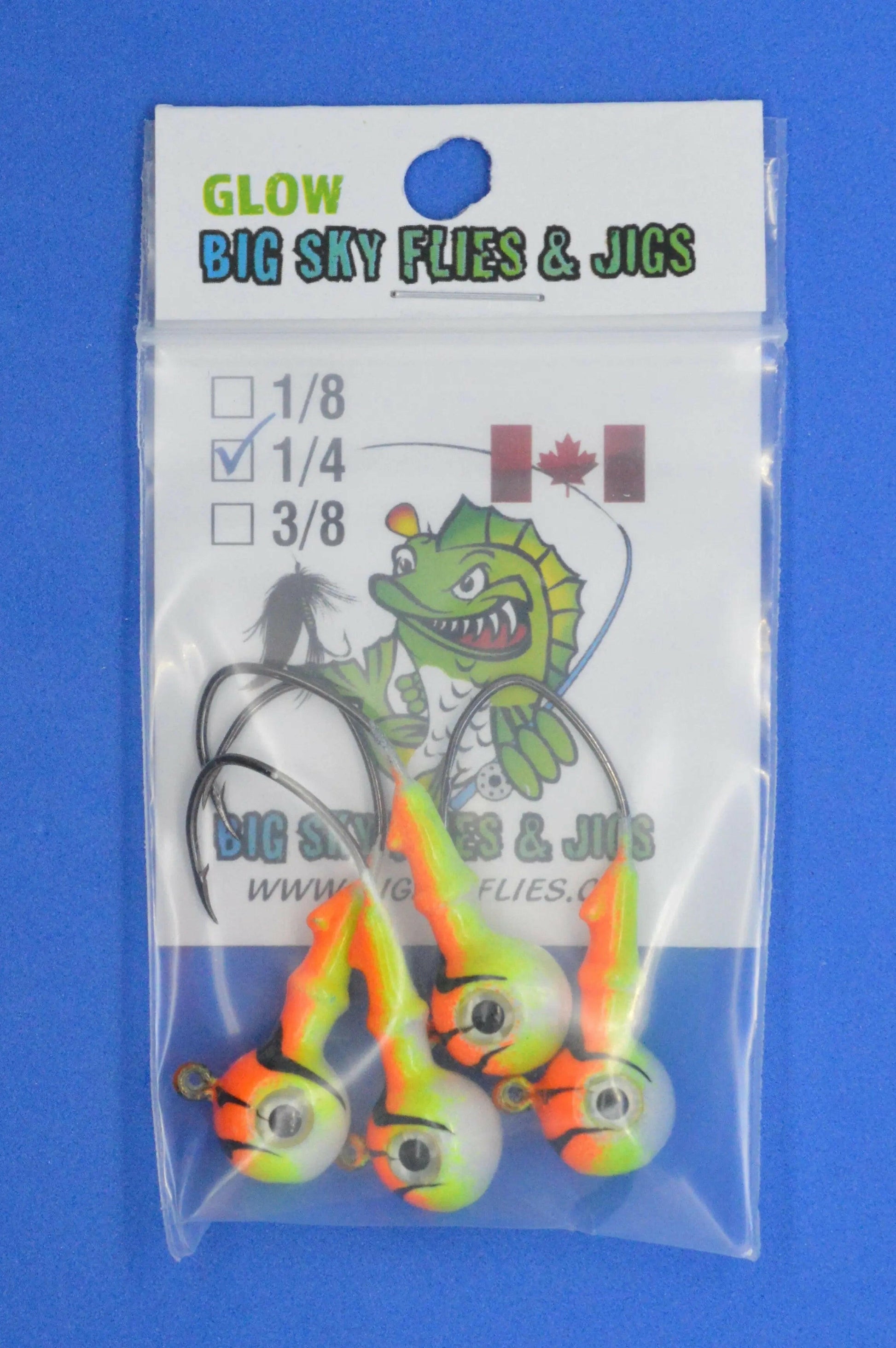 Big Sky Mean Machine 1/4oz Glow Jig Heads 4/pack Big Sky