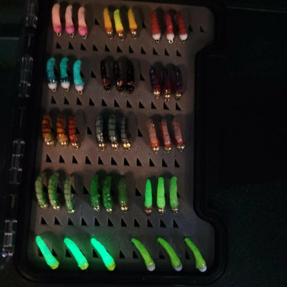 Big Sky Pan Fish Loaded Tungsten Ice Bug Case 42pcs.