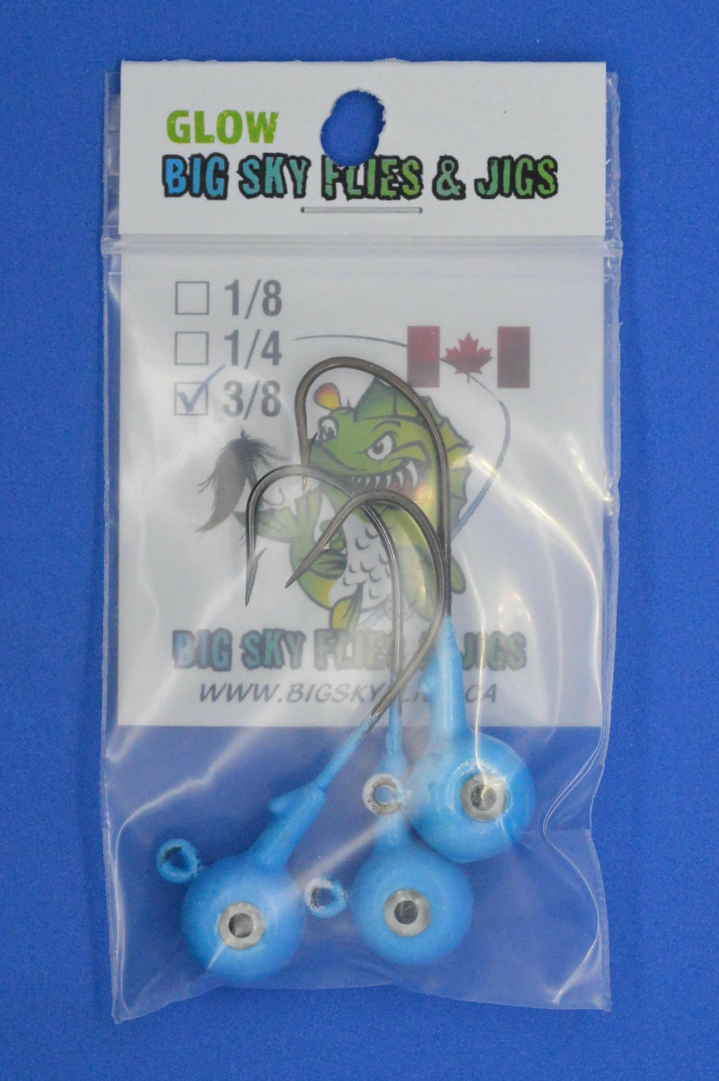 Big Sky Titan 3/8oz Heavy Duty Jig Heads Glow 3/pack Big Sky