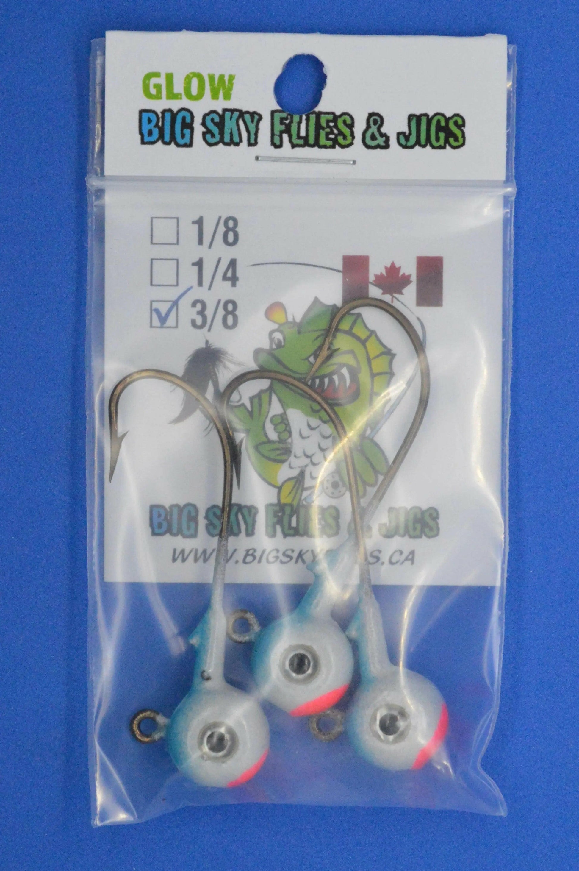 Big Sky Titan 3/8oz Heavy Duty Jig Heads Glow 3/pack Big Sky