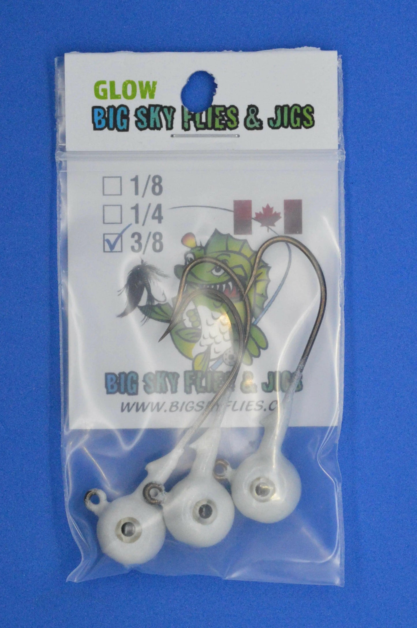 Big Sky Titan 3/8oz Heavy Duty Jig Heads Glow 3/pack Big Sky