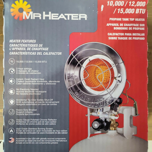 Mr. Heater 10,000-15,000 BTU Single Tank Top Heater.