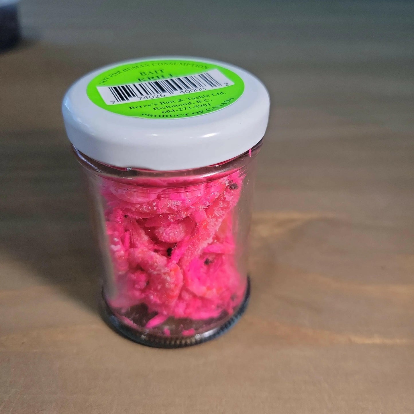 Shrimp Bait Pink in Jar.