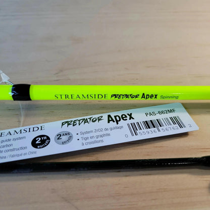 Streamside Predator Apex Spinning Rod 6'6" 2pc Med Fast Action.