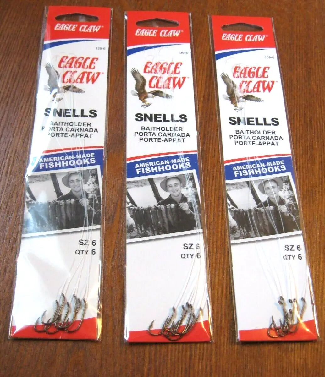 Eagle Claw Snells Bait Holder Hooks Size#10 6pk.