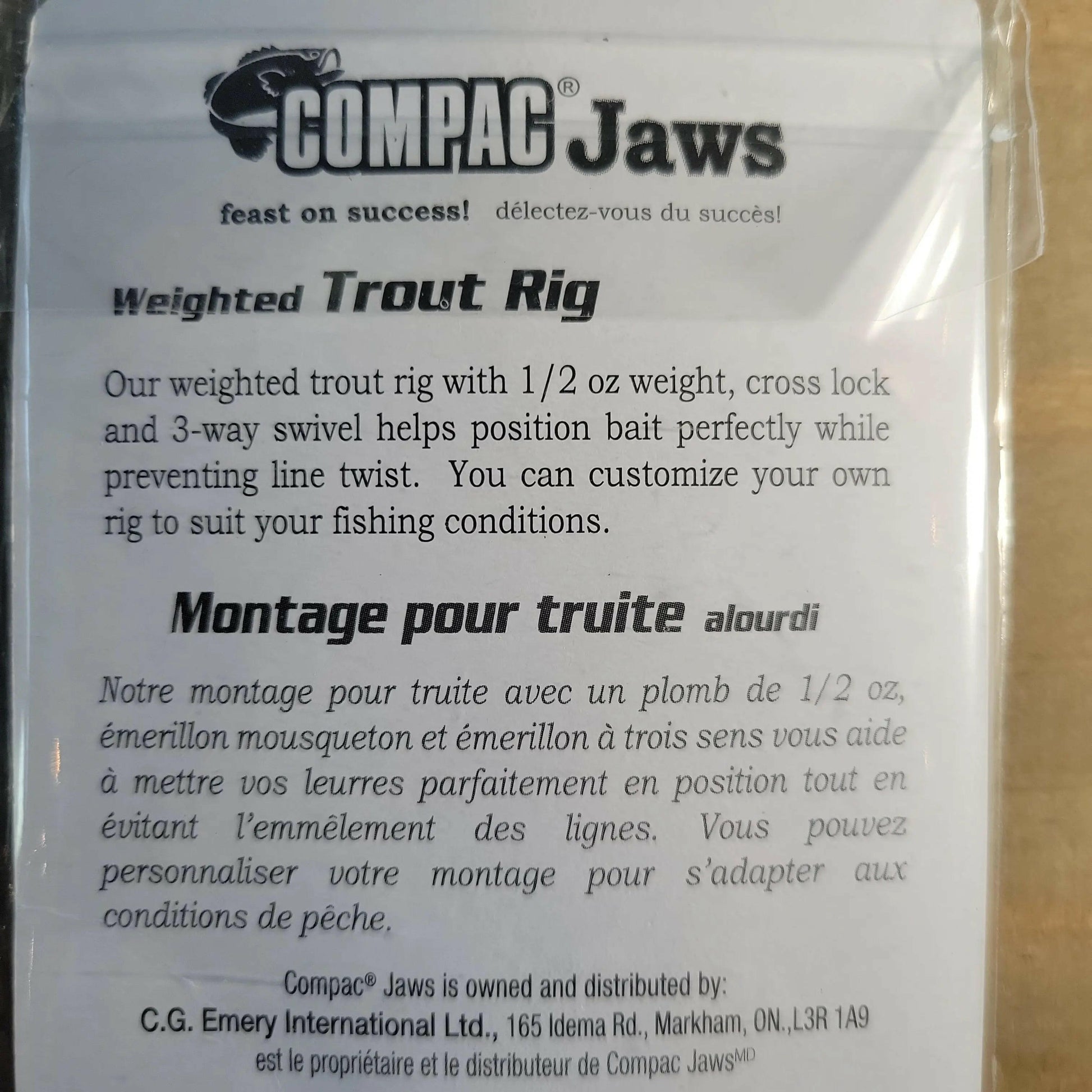 COMPAC Weighted Trout Rig 1/2oz.