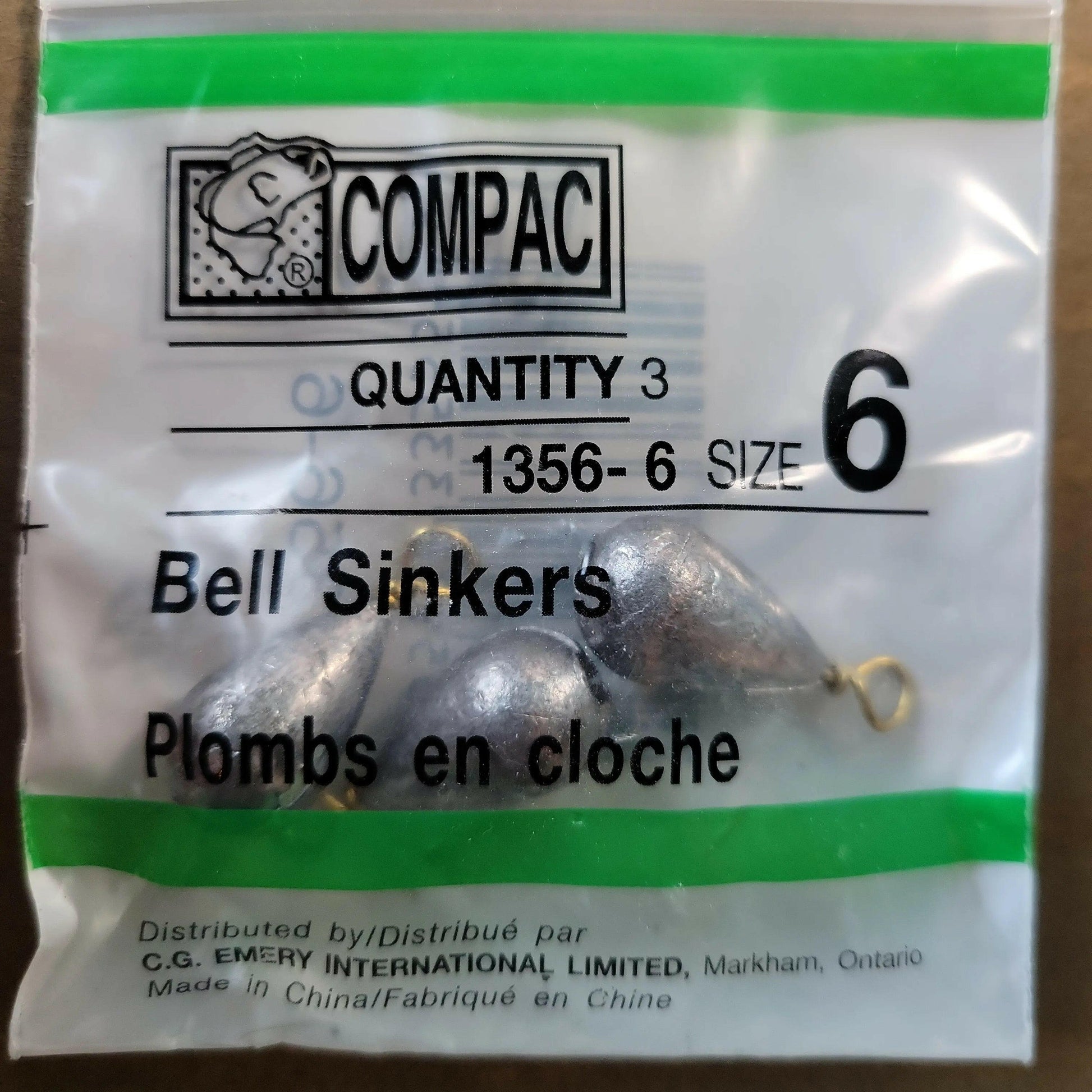 COMPAC Bell Sinkers Size #6 3/pk.