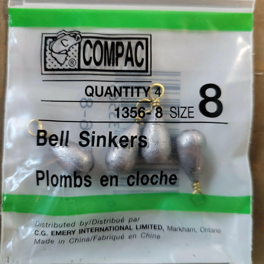 COMPAC Bell Sinkers Size #8 4/pk.