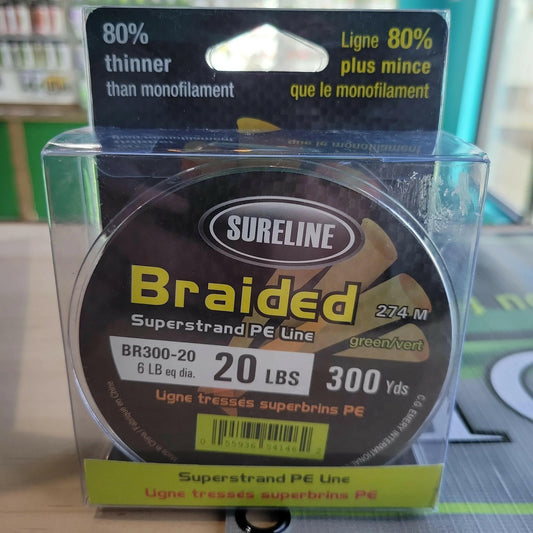 Sureline Braided Superstrand PE Line Green 300yds 20lb.