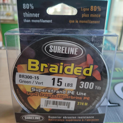 Sureline Braided Superstrand PE Line Green 300yds 15lb.