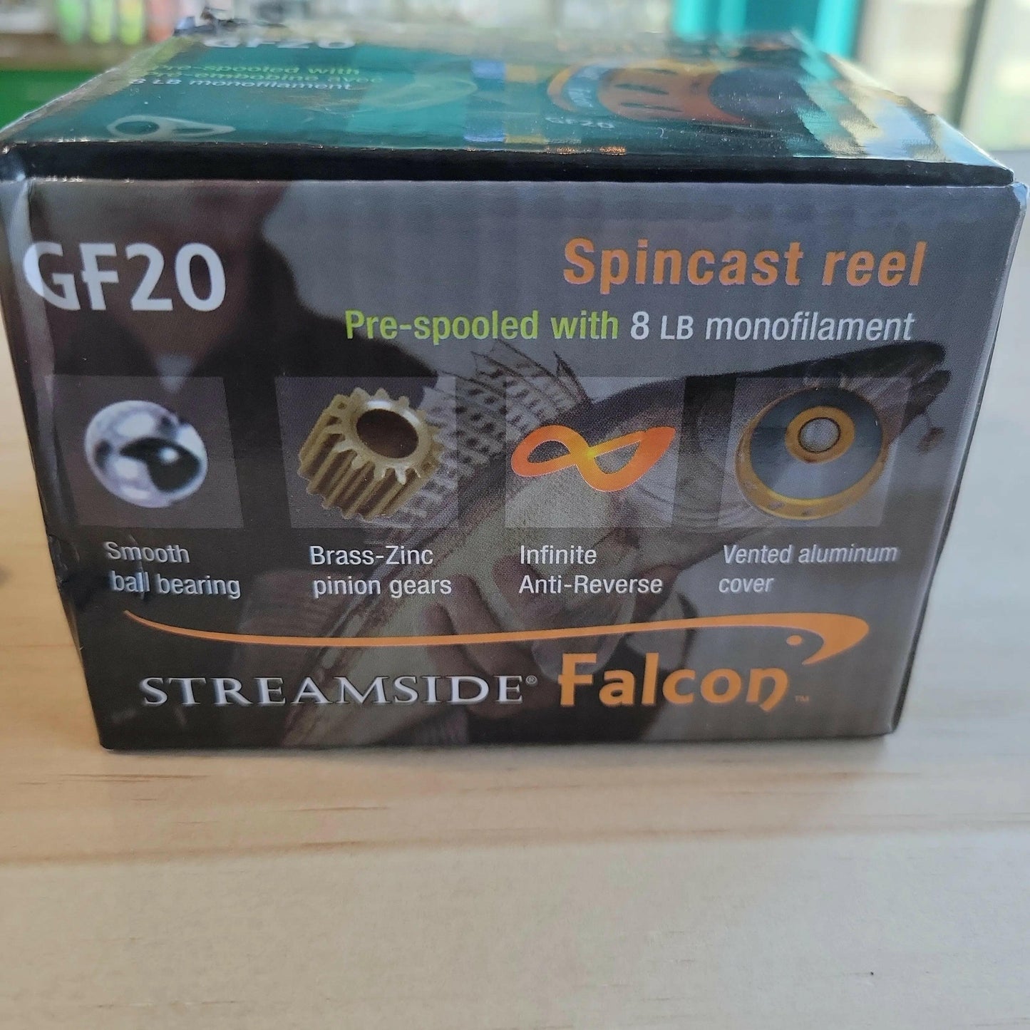 Streamside Golden Falcon Spincast Reel.